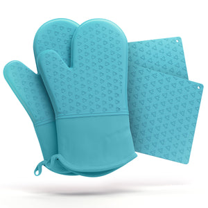 Cosy House Collection Oven Mitt & Pot Holder Set (Turquoise)