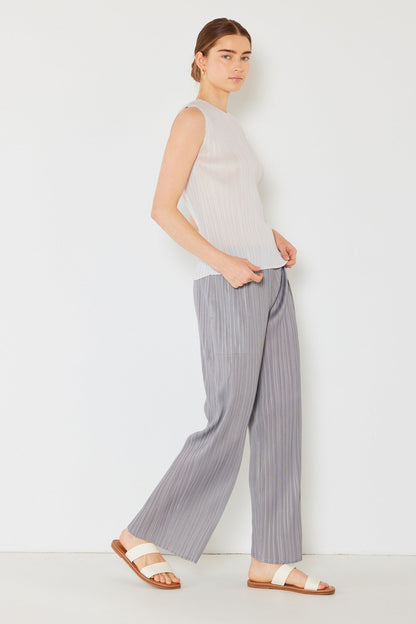 Marina West Pleated Classic Straight Long Pants (P01BS) - Gray