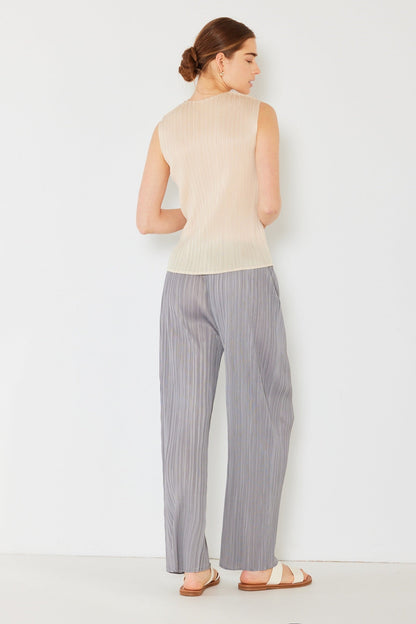 Marina West Pleated Classic Straight Long Pants (P01BS) - Gray