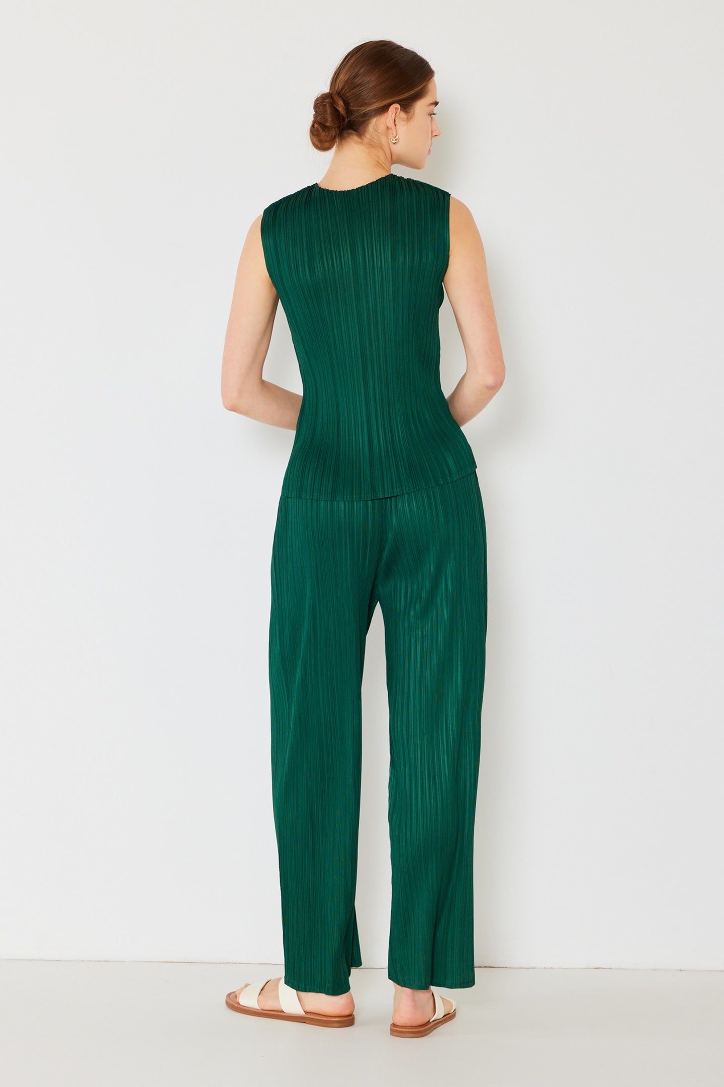 Marina West Pleated Classic Straight Long Pants (P01BS) - Hunter Green