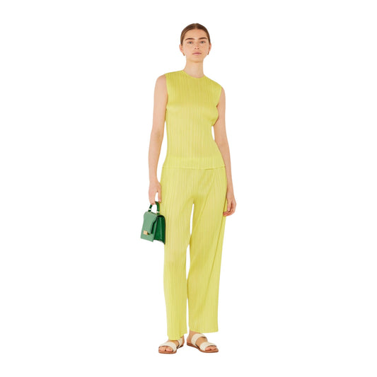 Marina West Pleated Classic Straight Long Pants (P01BS) - Lime