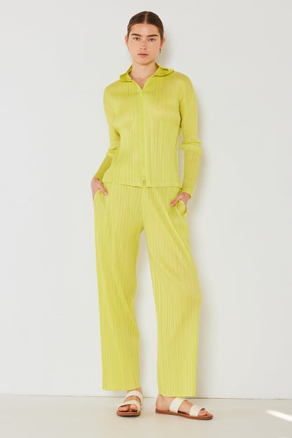Marina West Pleated Classic Straight Long Pants (P01BS) - Lime