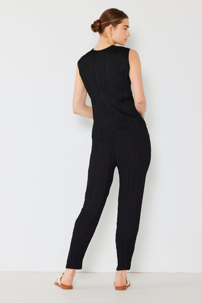 Marina West Pleated Relaxed-Fit Slight Drop Crotch Pants (P04JG) - Black