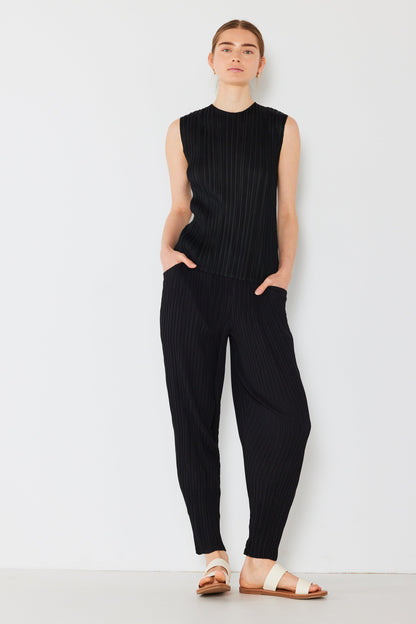 Marina West Pleated Relaxed-Fit Slight Drop Crotch Pants (P04JG) - Black