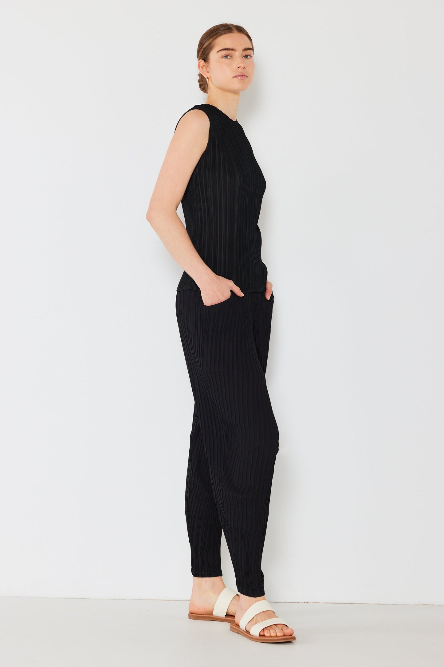 Marina West Pleated Relaxed-Fit Slight Drop Crotch Pants- Style#P04JG