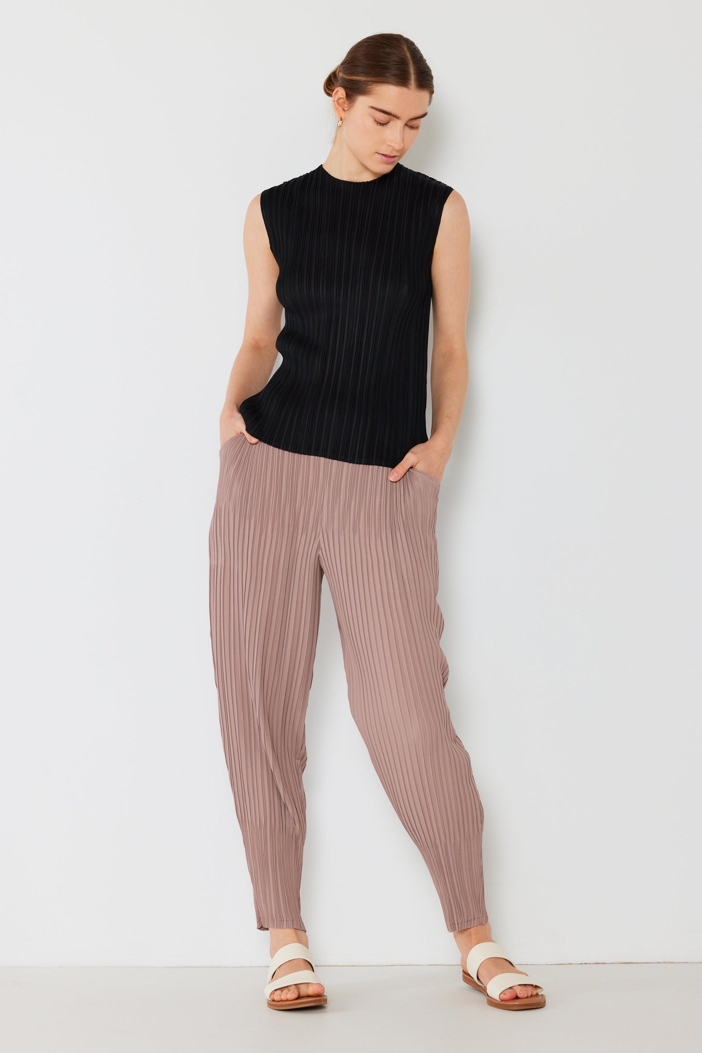 Marina West Pleated Relaxed-Fit Slight Drop Crotch Pants- Style#P04JG