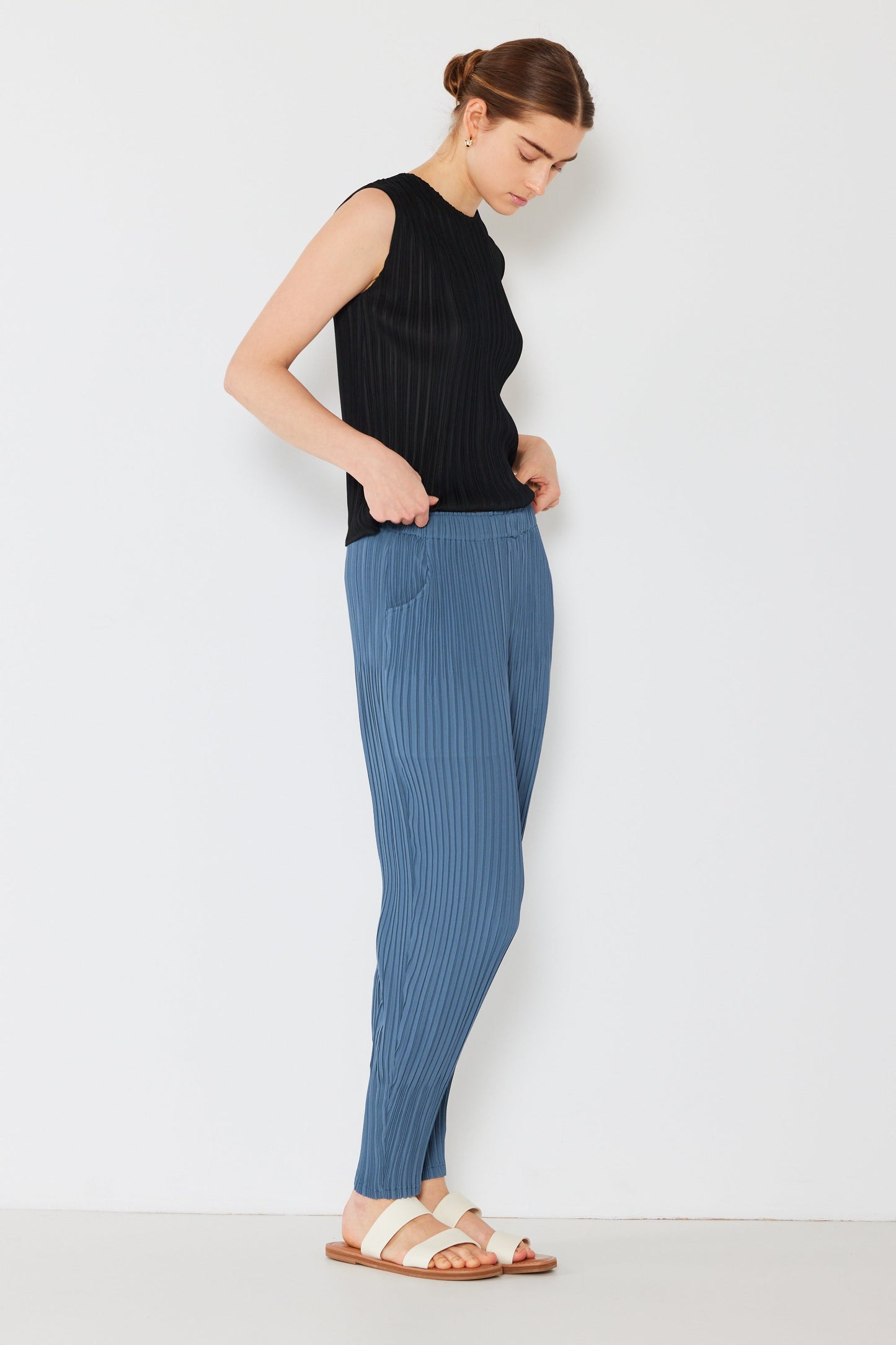 Marina West Pleated Relaxed-Fit Slight Drop Crotch Pants- Style#P04JG