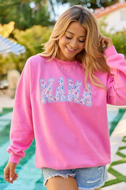 Mama Block Floral Pink Graphic Sweatshirt