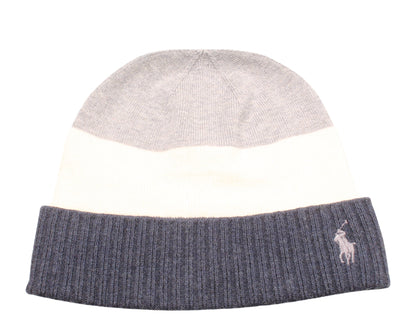 Polo Ralph Lauren Signature Stripe Men's Beanie — Grey/Cream/Blue Knit