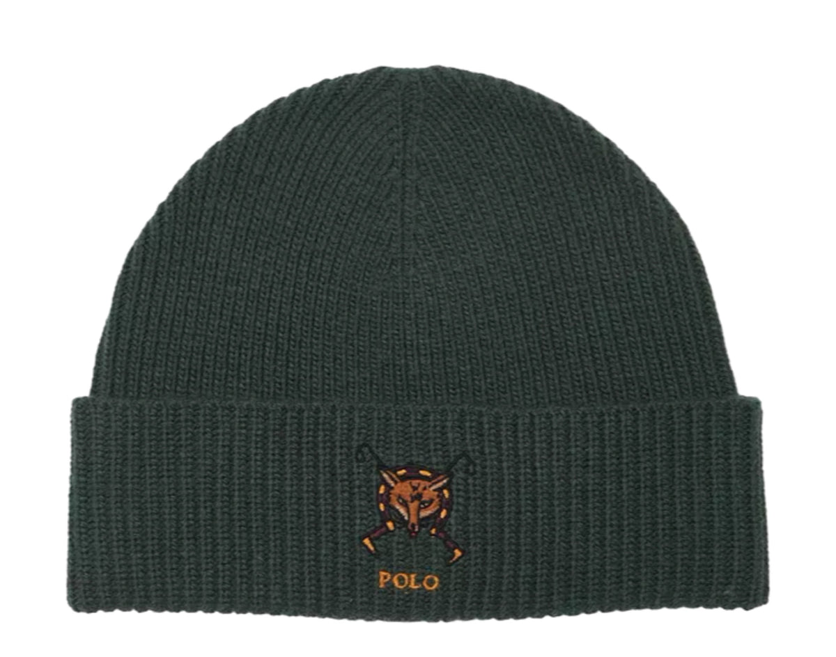Polo Ralph Lauren Embroidered Fox Rib Men's Beanie — Green Knit