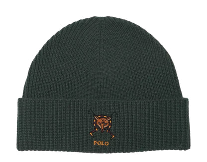 Polo Ralph Lauren Embroidered Fox Rib Men's Beanie — Green Knit