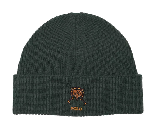 Polo Ralph Lauren Embroidered Fox Rib Men's Beanie — Green Knit