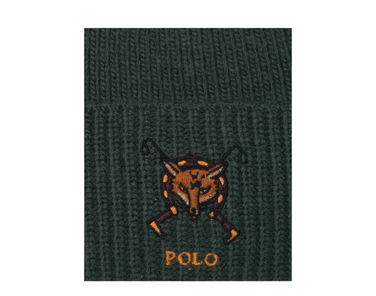 Polo Ralph Lauren Embroidered Fox Rib Men's Beanie — Green Knit