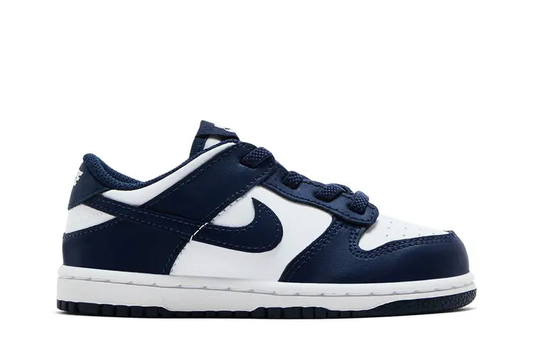 Nike Dunk Low Toddlers' (TD) Sneakers — White/Midnight Navy Leather Low-Top