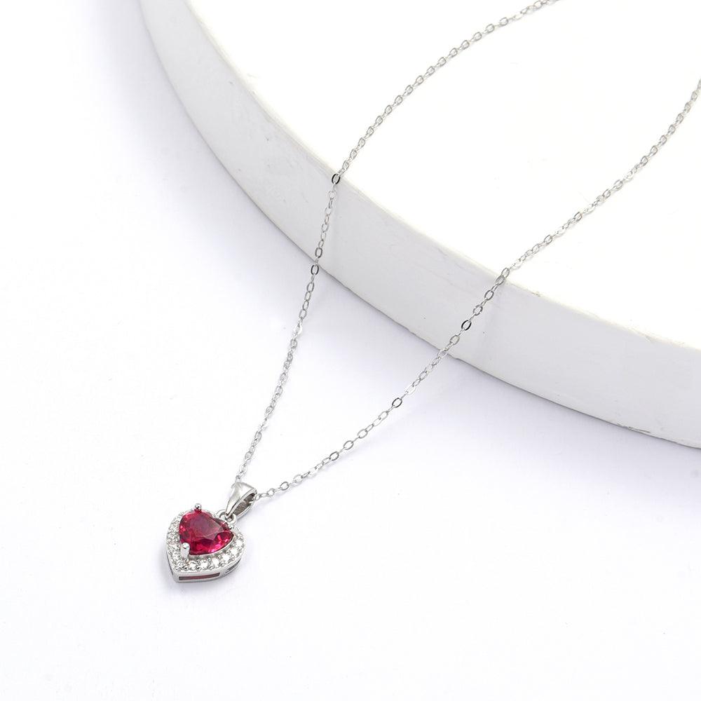 Lab Grown Ruby Heart Necklace