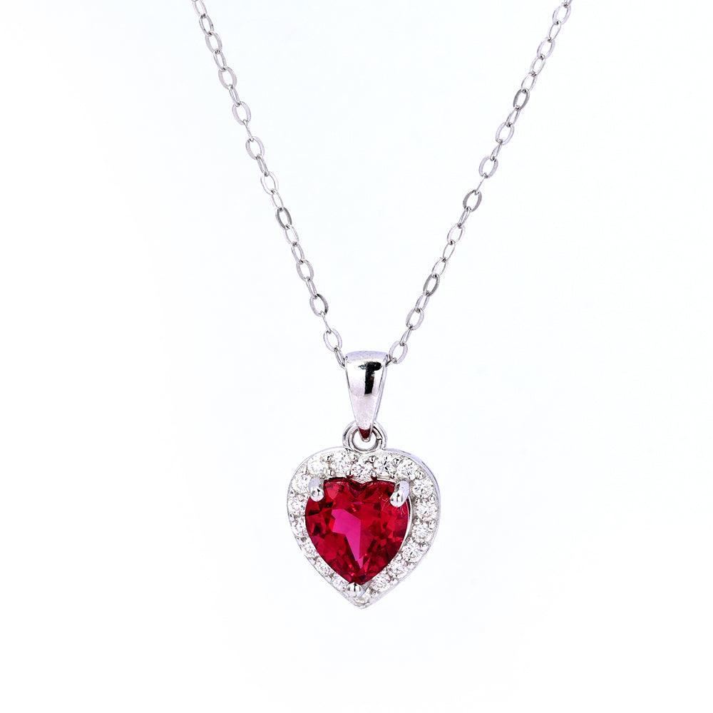 Lab Grown Ruby Heart Necklace