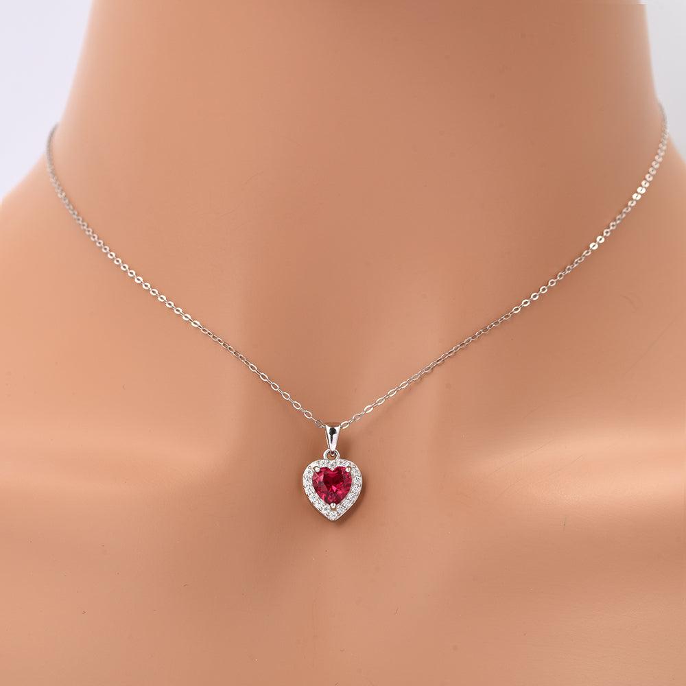 Lab Grown Ruby Heart Necklace