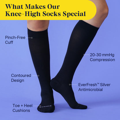 Knee-High Compression Socks – 3 Pack Solid (20-30 mmHg)