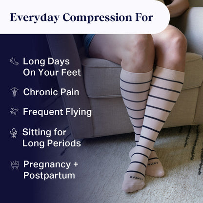 Knee-High Compression Socks – Stripes (20-30 mmHg)