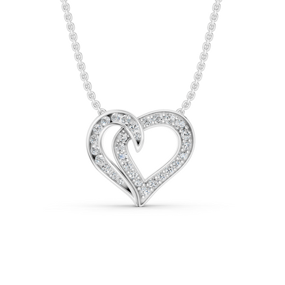 0.64 Cttw Round Lab Grown Diamond 14K Gold Pave Open Heart Pendant Necklace