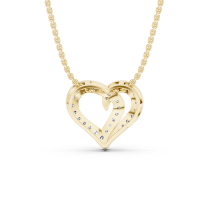 0.64 Cttw Round Lab Grown Diamond 14K Gold Pave Open Heart Pendant Necklace