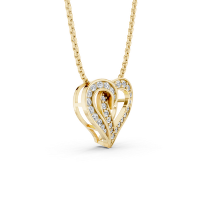 0.64 Cttw Round Lab Grown Diamond 14K Gold Pave Open Heart Pendant Necklace