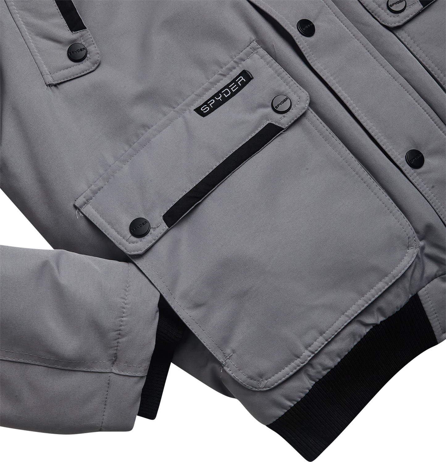 Spyder Men's Parka Jacket with Fur - Pewter