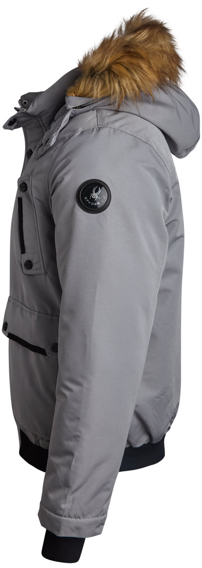 Spyder Men's Parka Jacket with Fur - Pewter