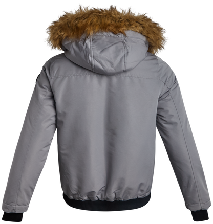 Spyder Men's Parka Jacket with Fur - Pewter