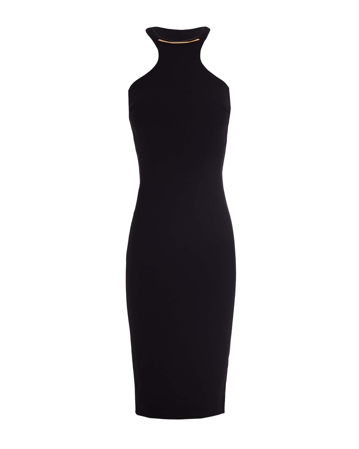 Longuette Dress With Gold Detail, Black