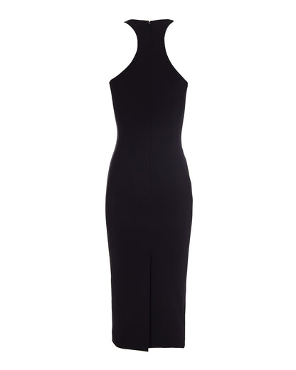 Longuette Dress With Gold Detail, Black