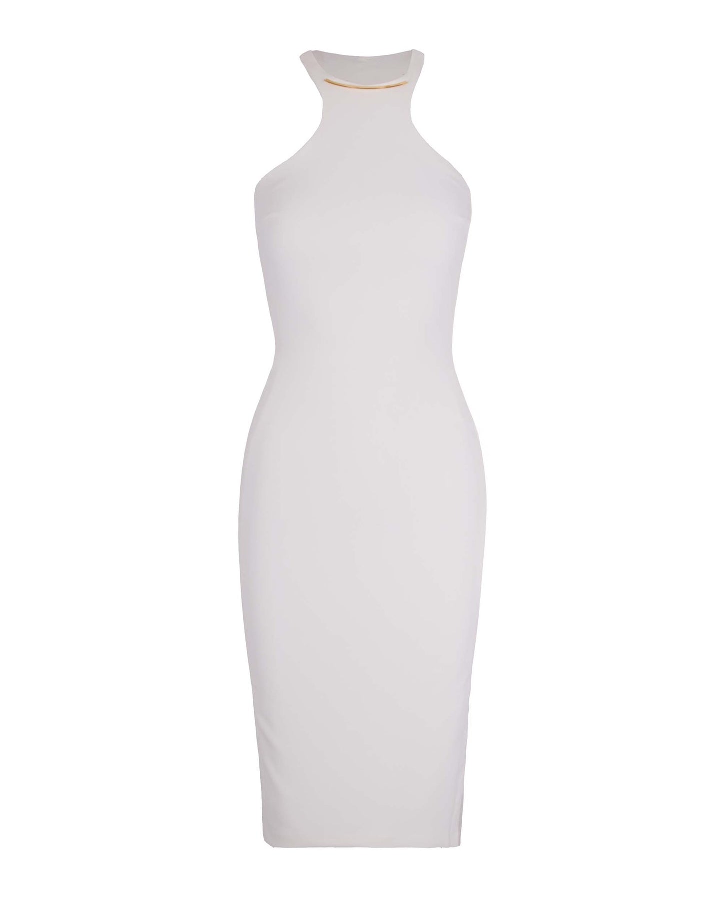Longuette Dress Ivory With Gold Detail