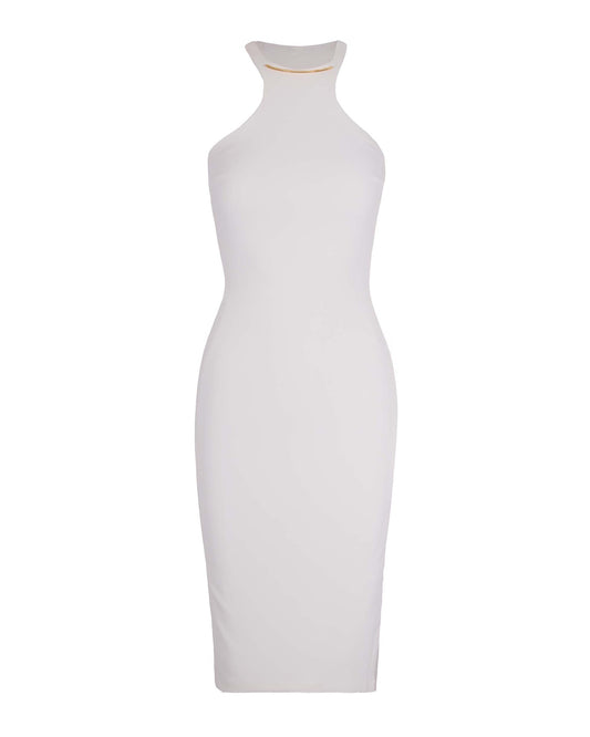 Longuette Dress Ivory With Gold Detail