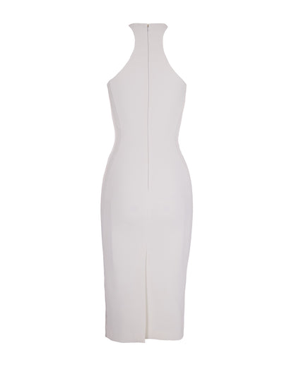 Longuette Dress Ivory With Gold Detail
