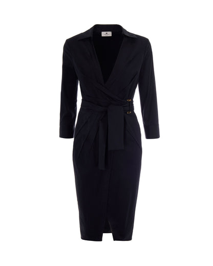 Wrap Dress Stretch Cotton Black