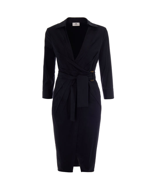 Wrap Dress Stretch Cotton Black