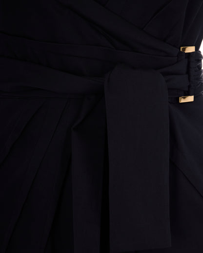 Wrap Dress Stretch Cotton Black