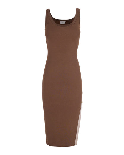 Knit Dress Viscose Bands Clay/Butter