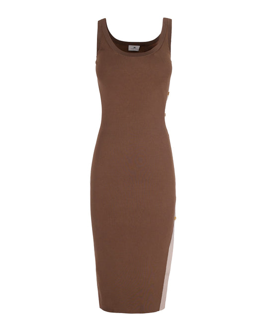 Knit Dress Viscose Bands Clay/Butter