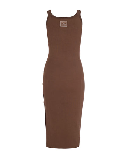 Knit Dress Viscose Bands Clay/Butter