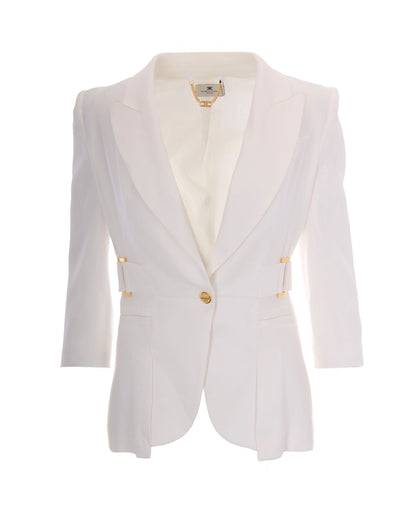 Single-Breasted Linen Jacket Ivory