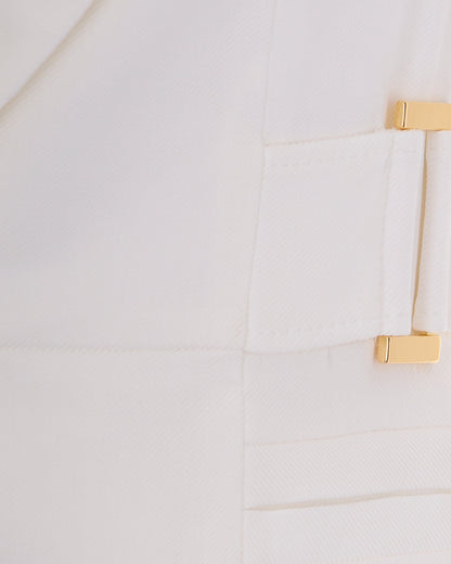 Single-Breasted Linen Jacket Ivory