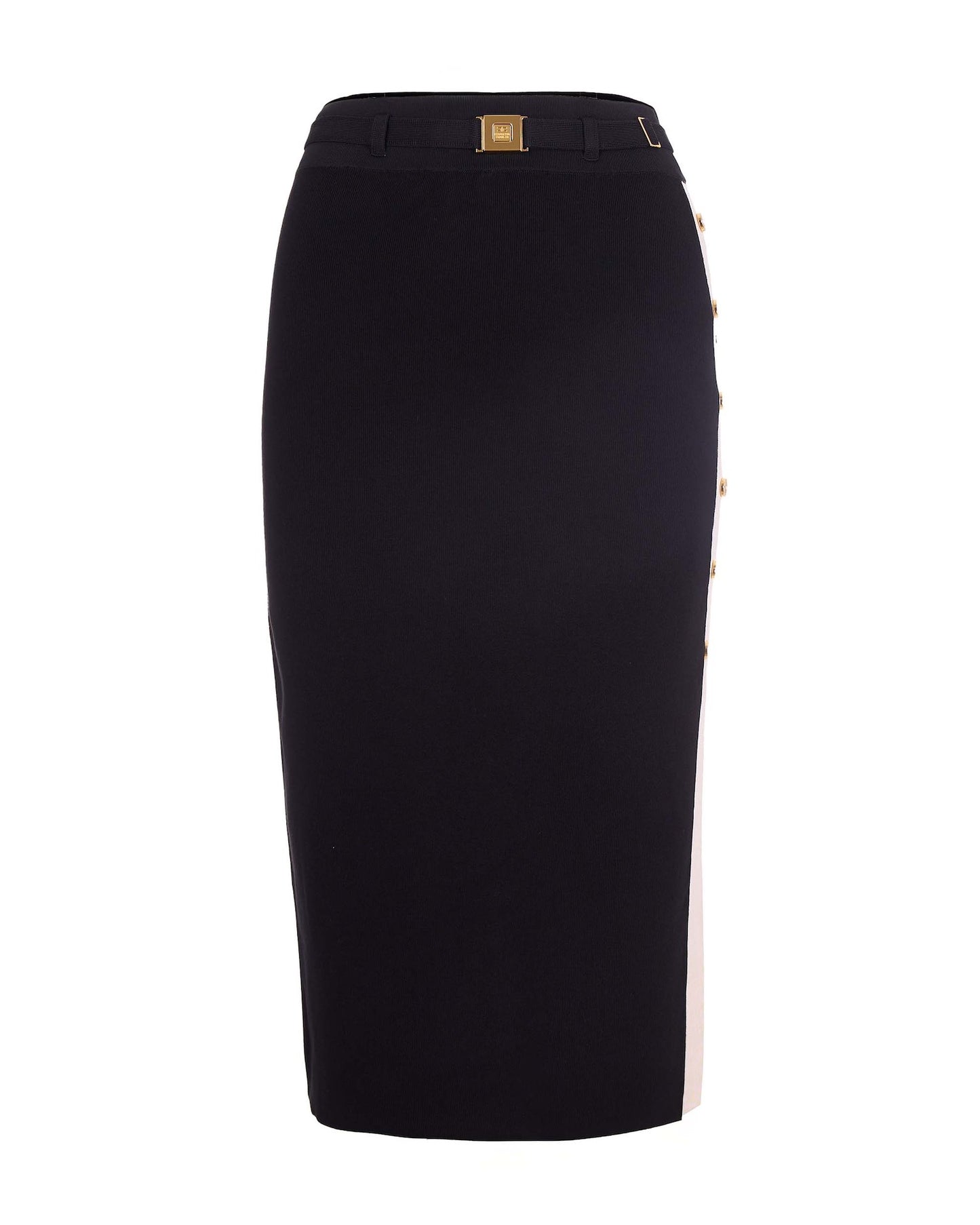 Skirt Knitted Midi With Viscose Bands Black/Butter