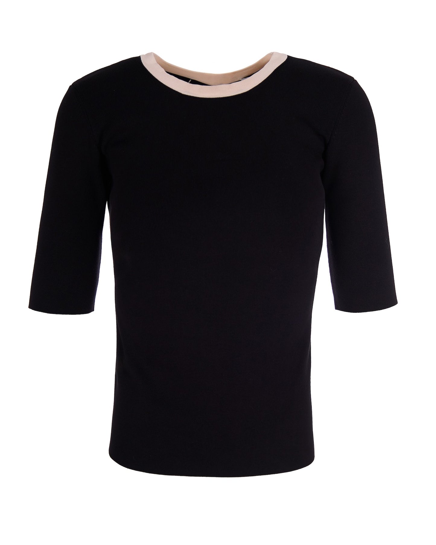 Knit Top With Viscose Bands Black/Butter
