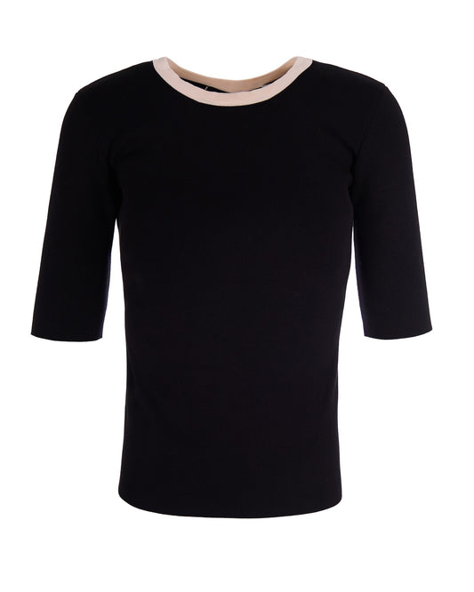 Knit Top With Viscose Bands Black/Butter