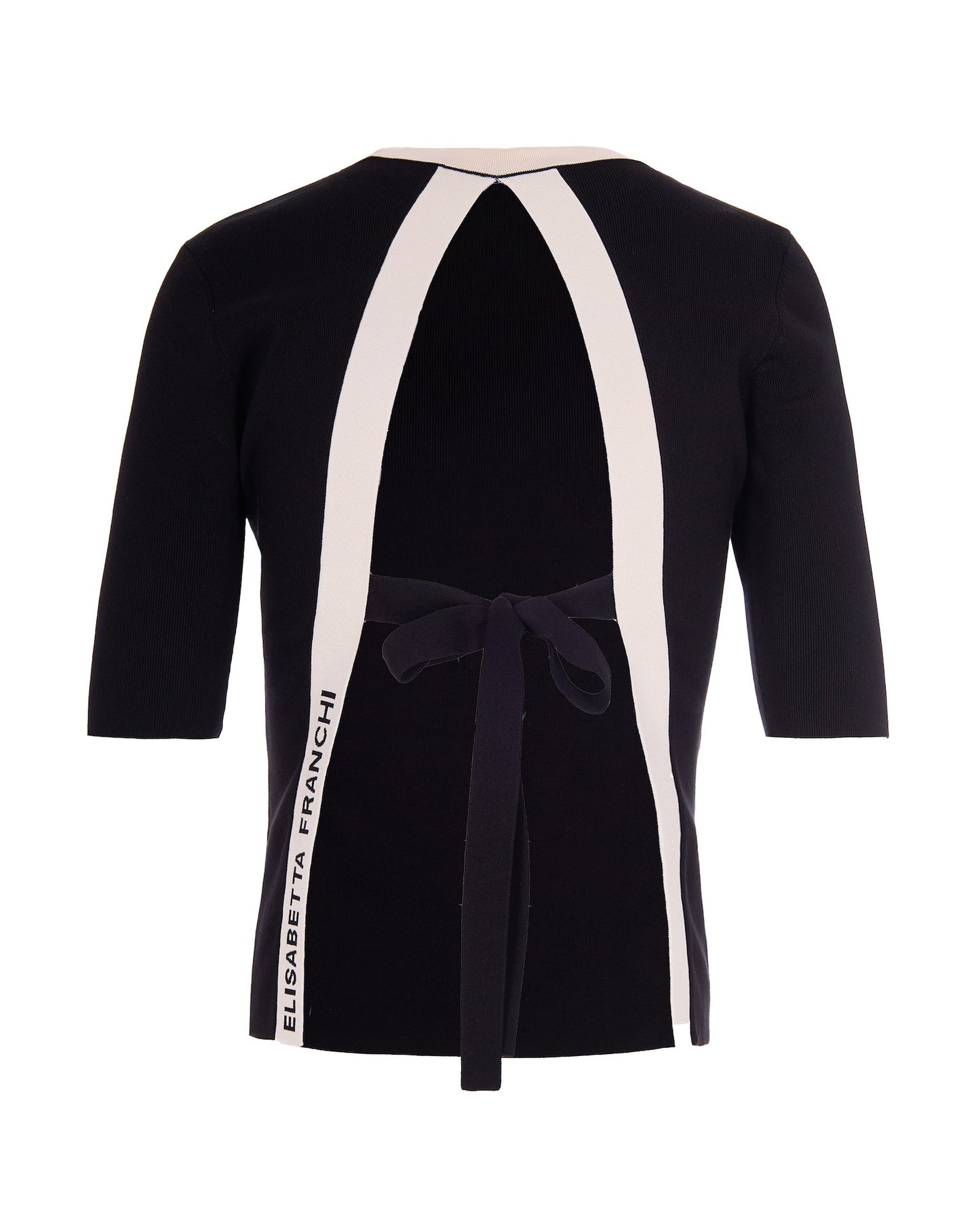 Knit Top With Viscose Bands Black/Butter