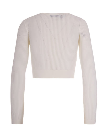 Knit Top Logo Print Ivory