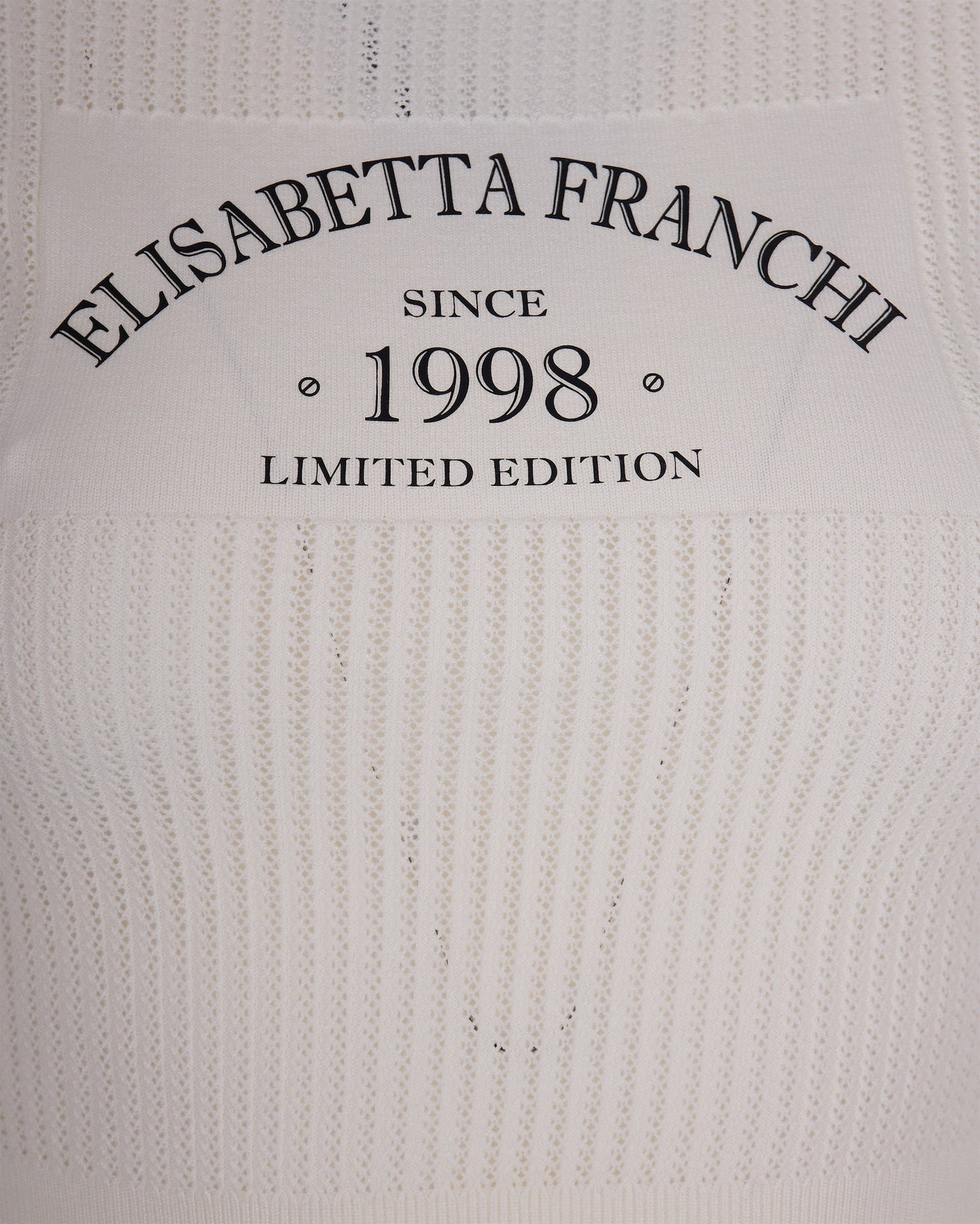 Knit Top Logo Print Ivory