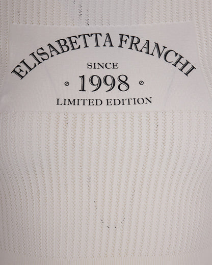 Knit Top Logo Print Ivory