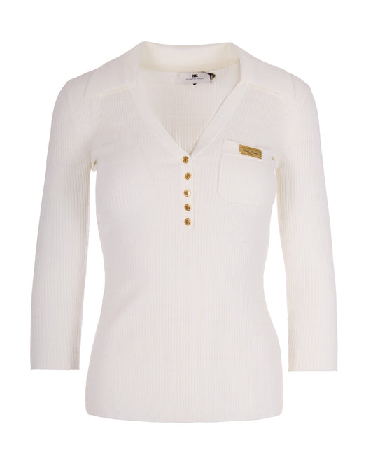 Ribbed Knit Top Ivory